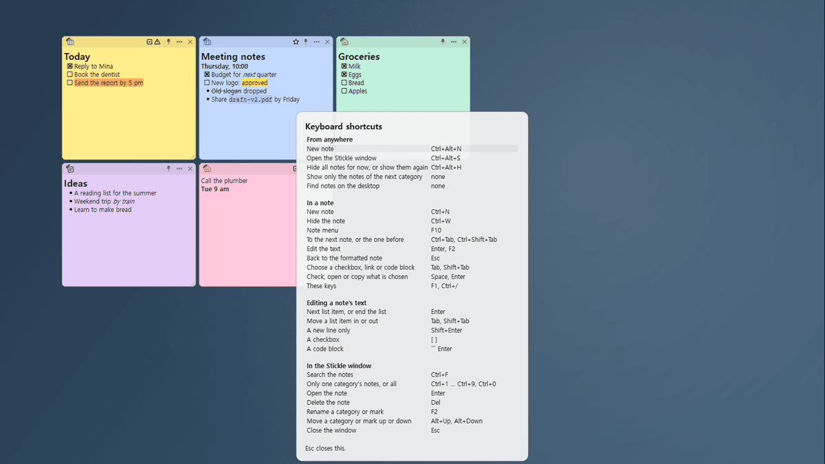 Press F1 to see every shortcut at a glance